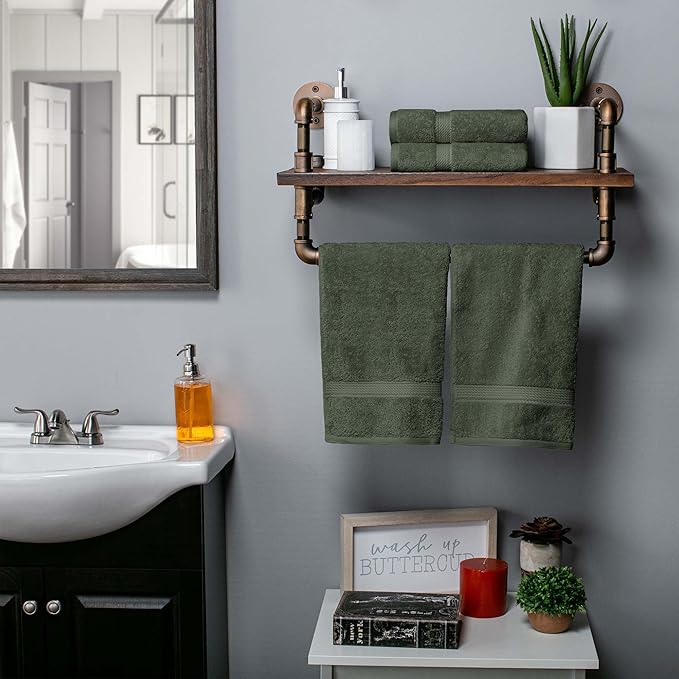 Superior Solid Egyptian Cotton Hand Towel Set, Forest Green
