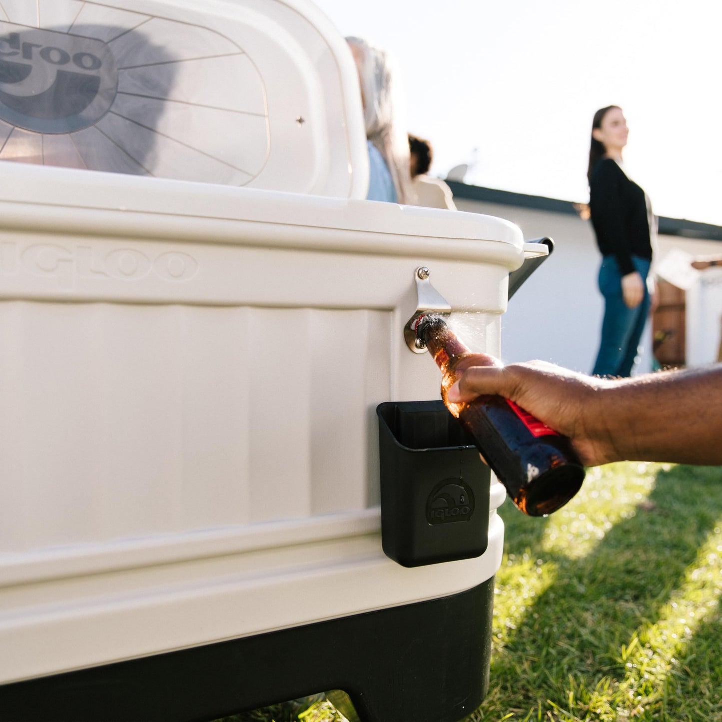 Igloo Party Bar 125 Qt Cooler with Wheels | Insulated Rolling Ice Chest | Light Gray