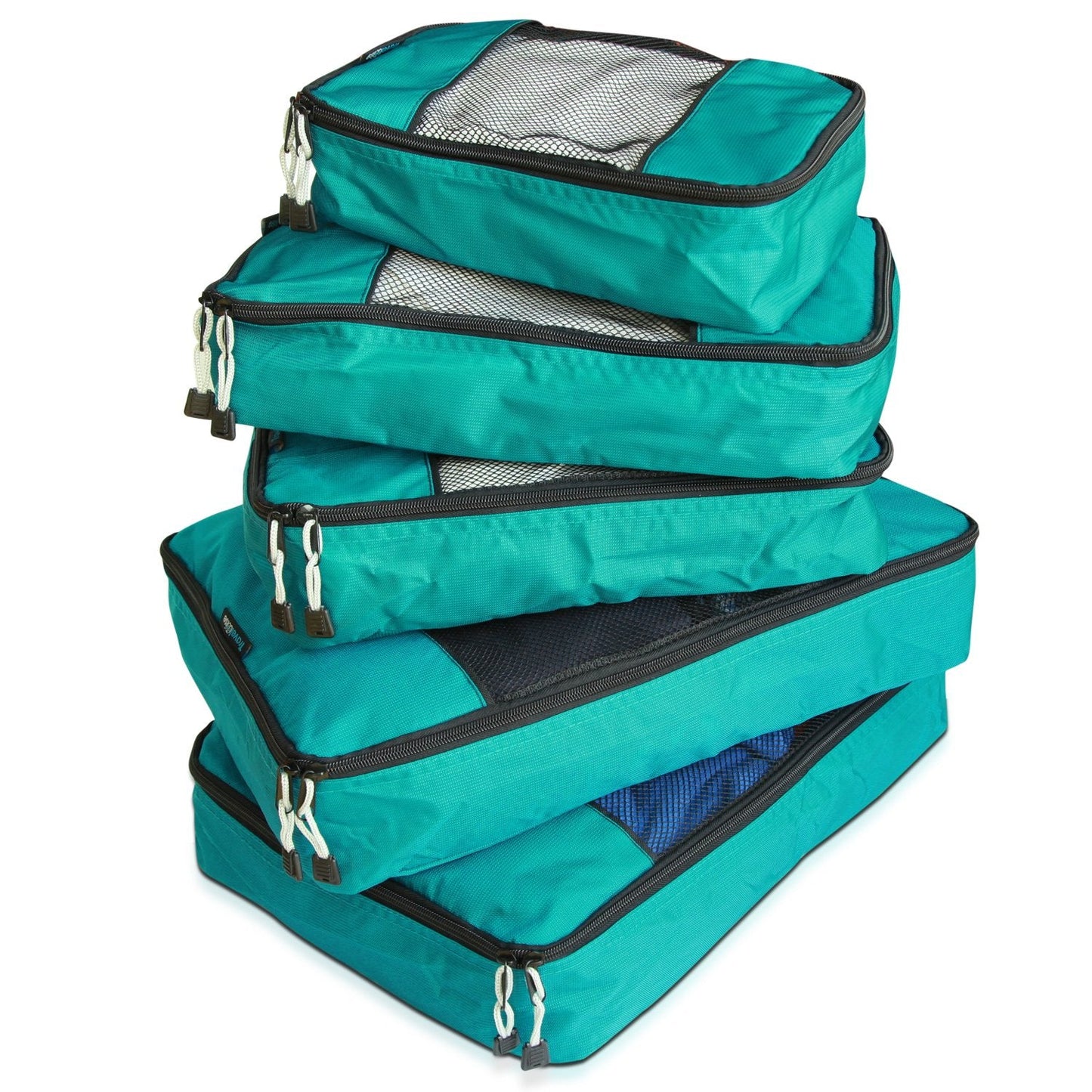 TravelWise Luggage Packing Organization Cubes 5 Pack, Teal, 2 Small, 2 Medium, 1 Large (TWPC-24)