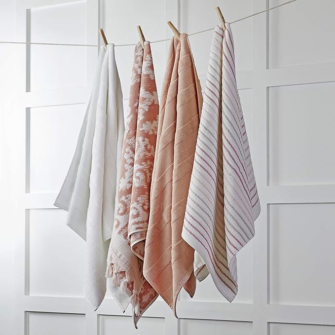SKL Home Mirage Fringe 2 Bath, 2 Hand Towel Set