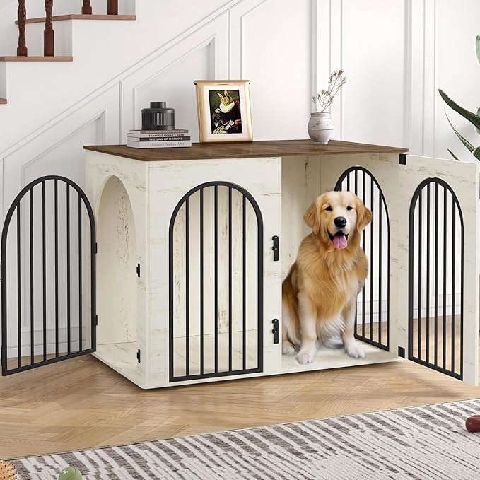 Hzuaneri 44.1" Wooden Dog Crate Furniture, Indoor Dog Kennel Dogs Cage