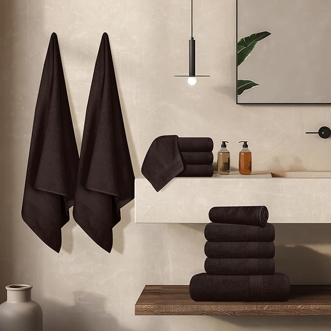 GLAMBURG Ultra Soft 24-Piece Towel Set- 100% Pure Ringspun Cotton, Contains 8