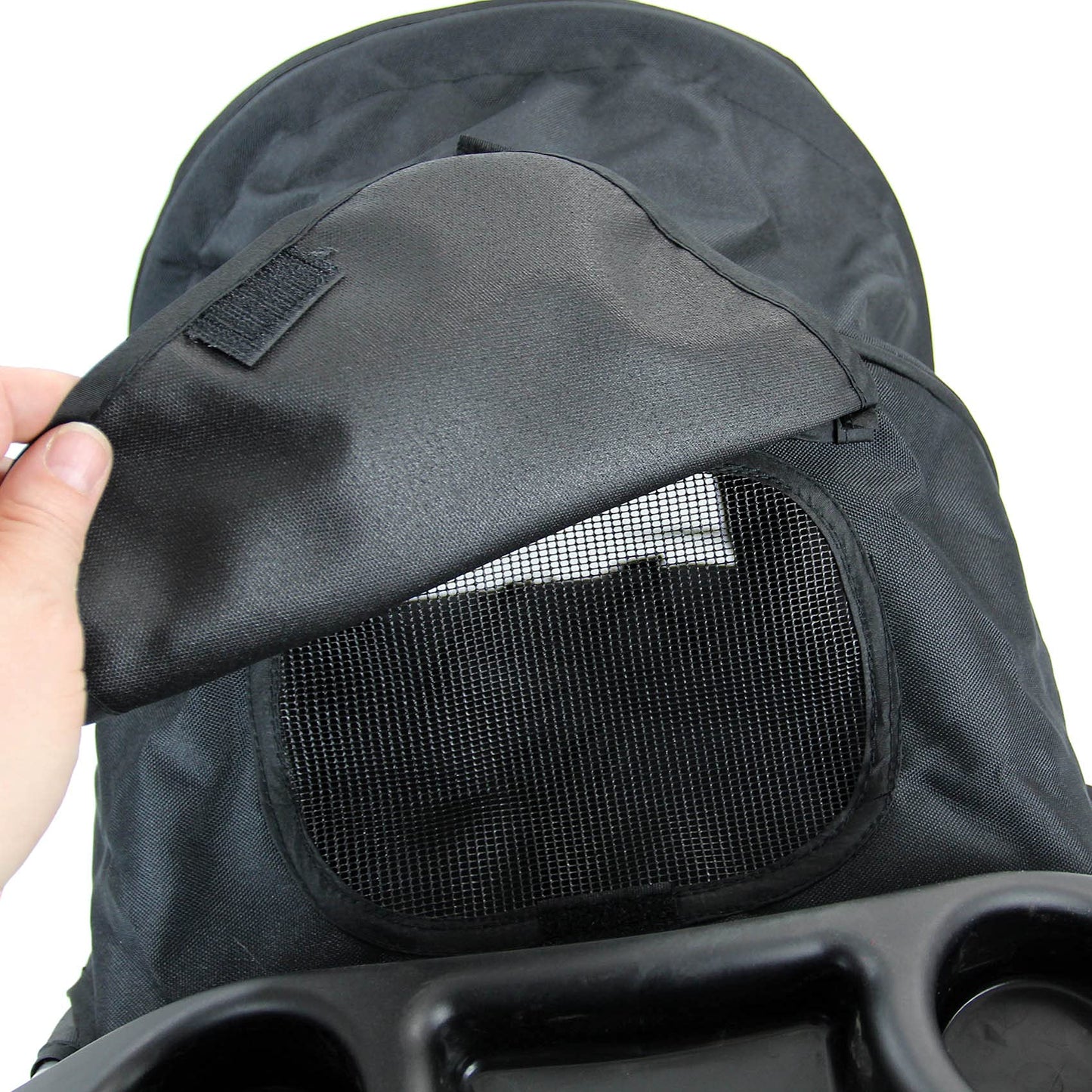 Foldable Pet Stroller with Weather Protection and Swivel Wheels 15 kg Carrying Capacity - Black