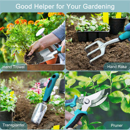 Kynup 7-Piece Garden Tool Set - Aluminium Alloy Heavy Duty Garden Tools, Lightweight Rust-Proof Gardening Kit