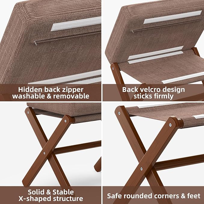 BAMBOOHOMIE Foldable Foot Stool Ottoman, Modern Foot Rest