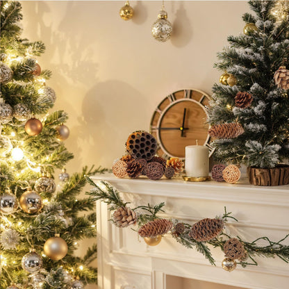 DomeStar 38PCS Christmas Pine Cone Set, Artificial Acorns Berry Craft and Natural Pinecones Ornament Pine Picks Fake Fruit Decor Fall Decorating Kit