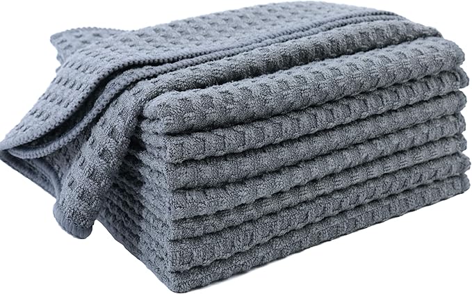 POLYTE Ultra Premium Microfiber Kitchen Dish Cloth Waffle Weave, 8 Pack