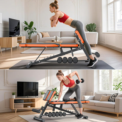 XDDIAS Roman Chair, Adjustable Weight Bench Back Extension Machine for Home Gym, 1000LBS All-in-One Sit Up Bench with Dumbbell Rack, Incline, Decline, and Flat Bench for Hyperextension, Core, Glute