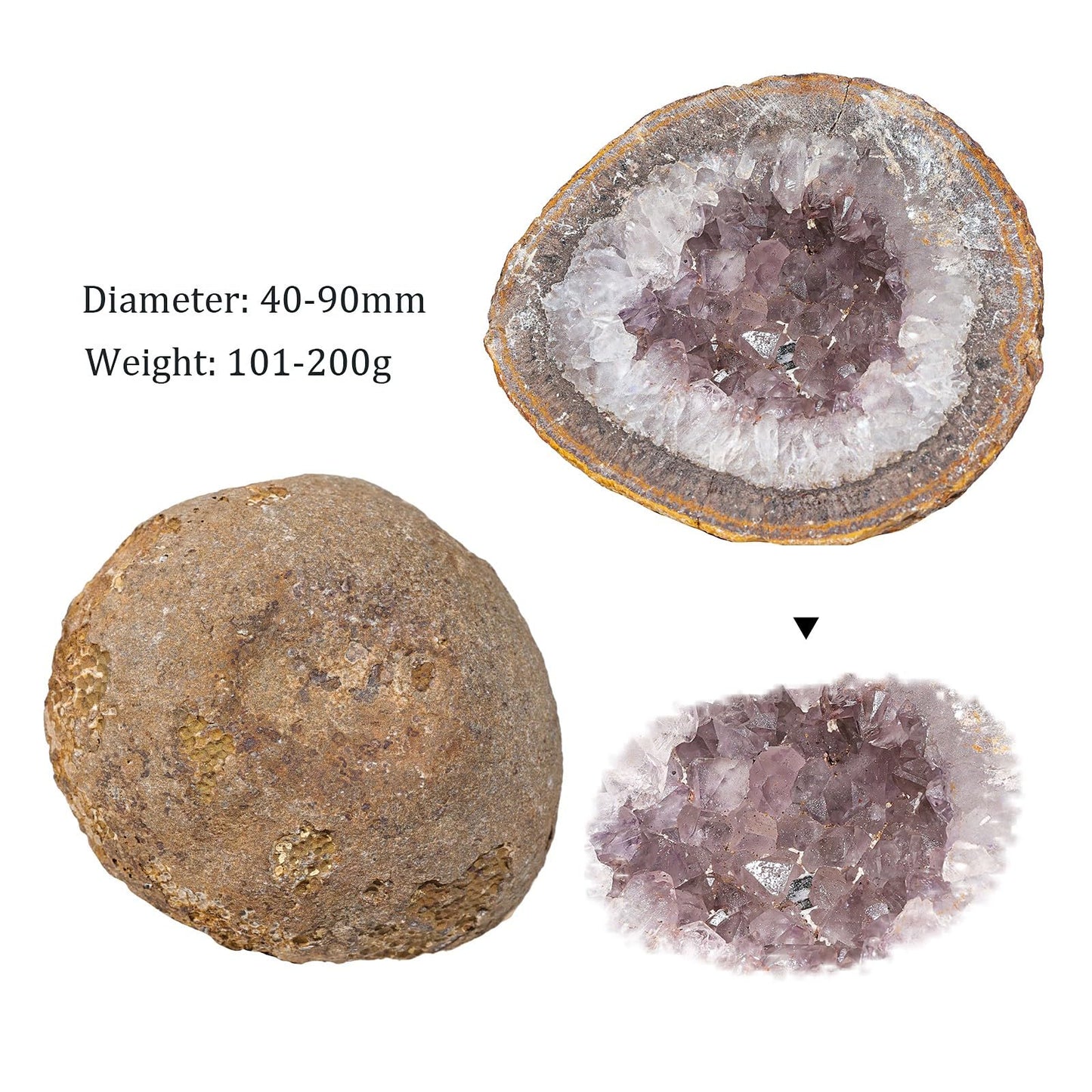 Nupuyai 101g-200g Natural Agate Druzy Geode Quartz Cluster, Irregular Raw Rock Crystal Mineral Specimen Cave Collection for Home Office Decoration Reiki Healing Meditation