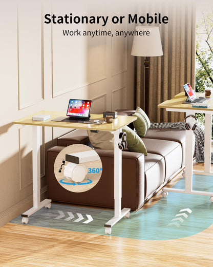 BIZUM 39.4" Small Electric Standing Desk Height Adjustable, Whole Piece Stand Up Computer Desk Work Study Writing Gaming Desks for Home Office Oak
