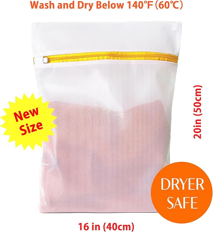 3 Pack Mesh Laundry Bags for Delicates 16inx20in, Dryer Safe, Breathable Fine