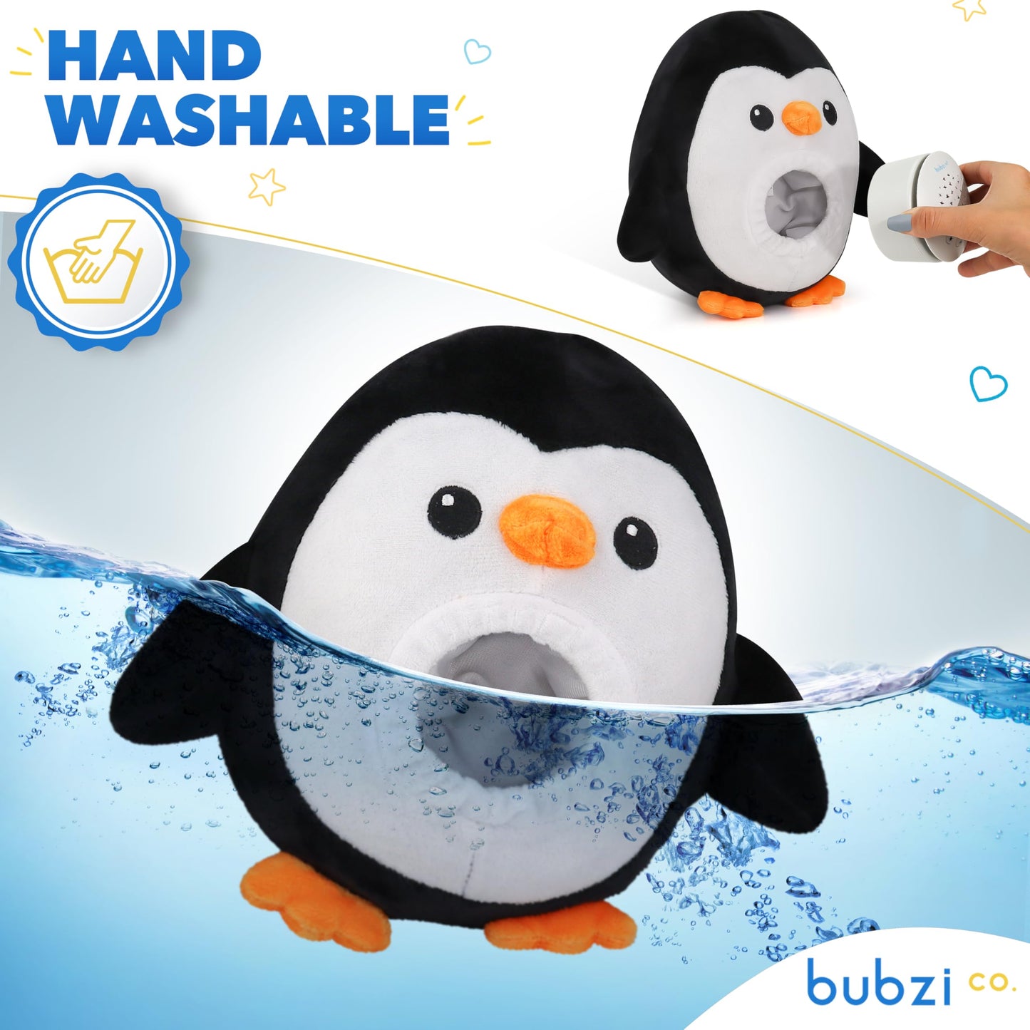 Bubzi Co Sound Machine, Portable Penguin Soother & Night Light Projector, Comforting Electronic Infant Toddler Sleep Aid With White Noise