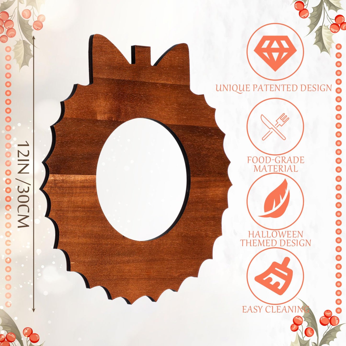 Novabright Wreath Shaped Wood Cutting Board Wooden Serving Tray Farmhouse Kitchen Decoration for Holiday Party Accessories Table Home Shelf Dining Room Gifts (dark Brown, 1 Pcs)