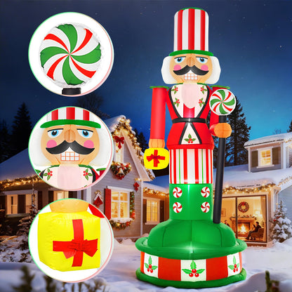 Spinosaurus 8FT Christmas Inflatable Outdoor Decoration Inflatable Nutcracker Blow Up Nutcracker Decor with Lights for Yard Lawn Garden