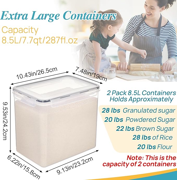 Vtopmart 8.5L 2 Pack Extra Large Flour Sugar Storage Containers
