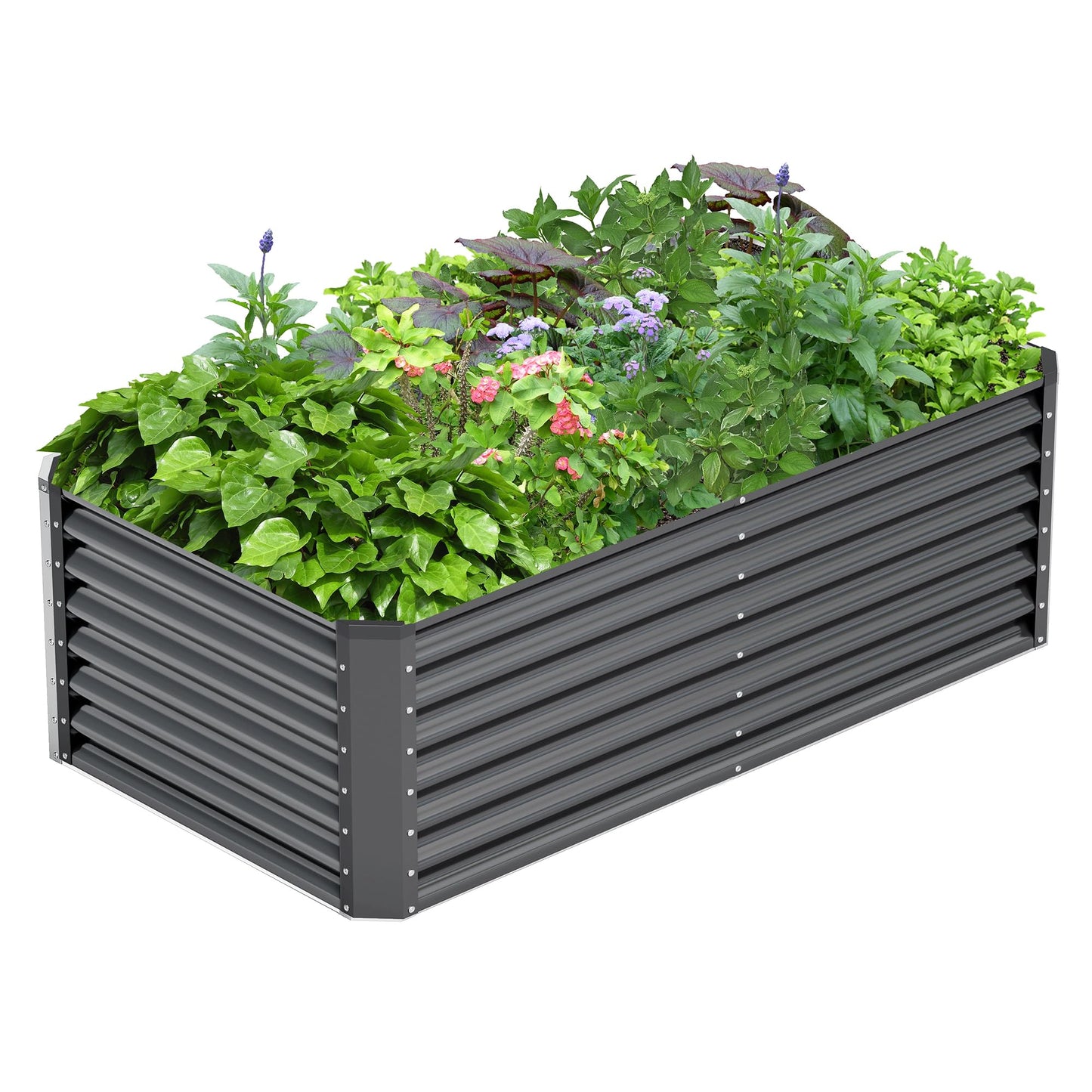 Ayen Guard 6x3x2FT Galvanized Raised Garden Bed,Galvanized Planter Boxes Outdoor, Large Metal Raised Garden Beds for Vegetables-Grey