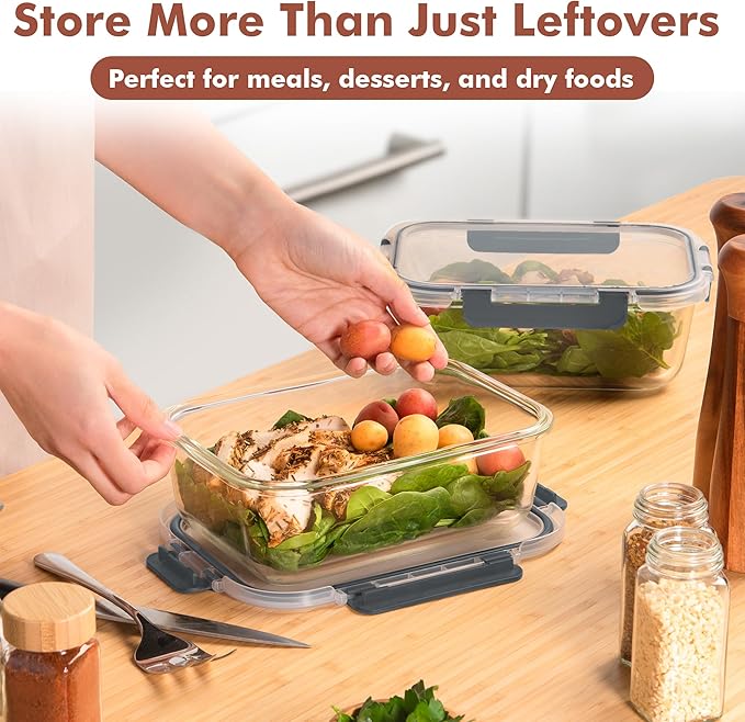 Razab 4 Pcs 1860ml / 63 Oz Large Glass Food Storage Containers