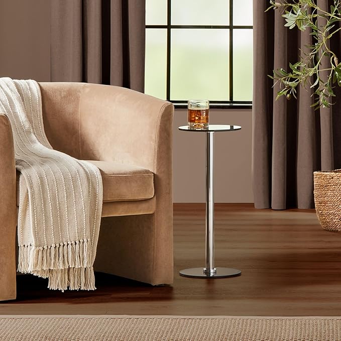mDesign Glass Top Side/End Drink Table