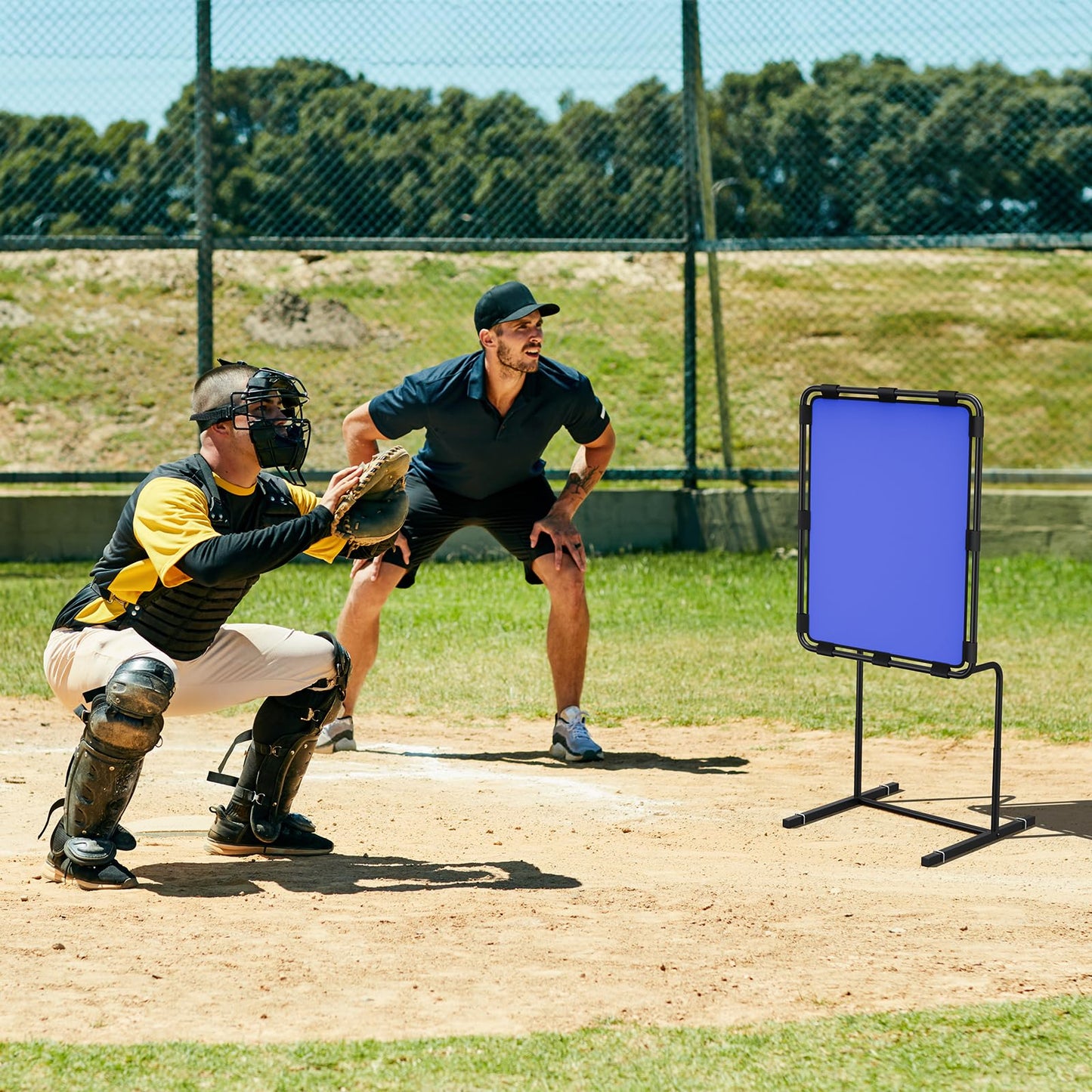 Baseball Strike Zone Target for Plastic Balls Adjustable Height Pitching Target Strike Zone, Blue
