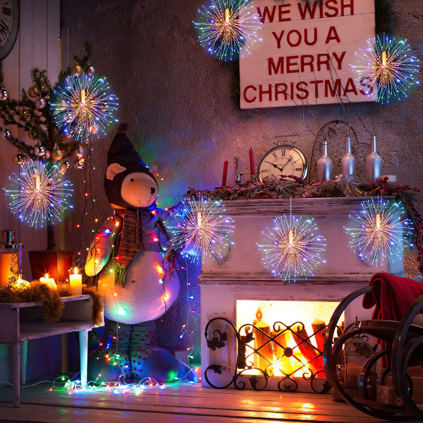 Techip 4PCS 120LED String Lights LED Copper Wire Battery Operated Hanging Fairy Lights with Remote Timer Wedding Christmas Decorative Hanging Lights for Party Patio Garden Bedroom Indoor Outdoor