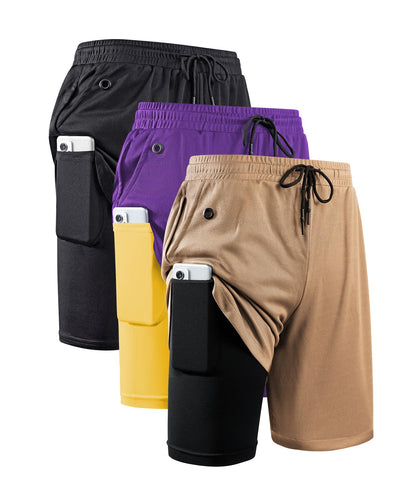 JWJ Mens 2 in 1 Running Shorts Quick Dry Gym Athletic Workout Clothes with Side Pockets