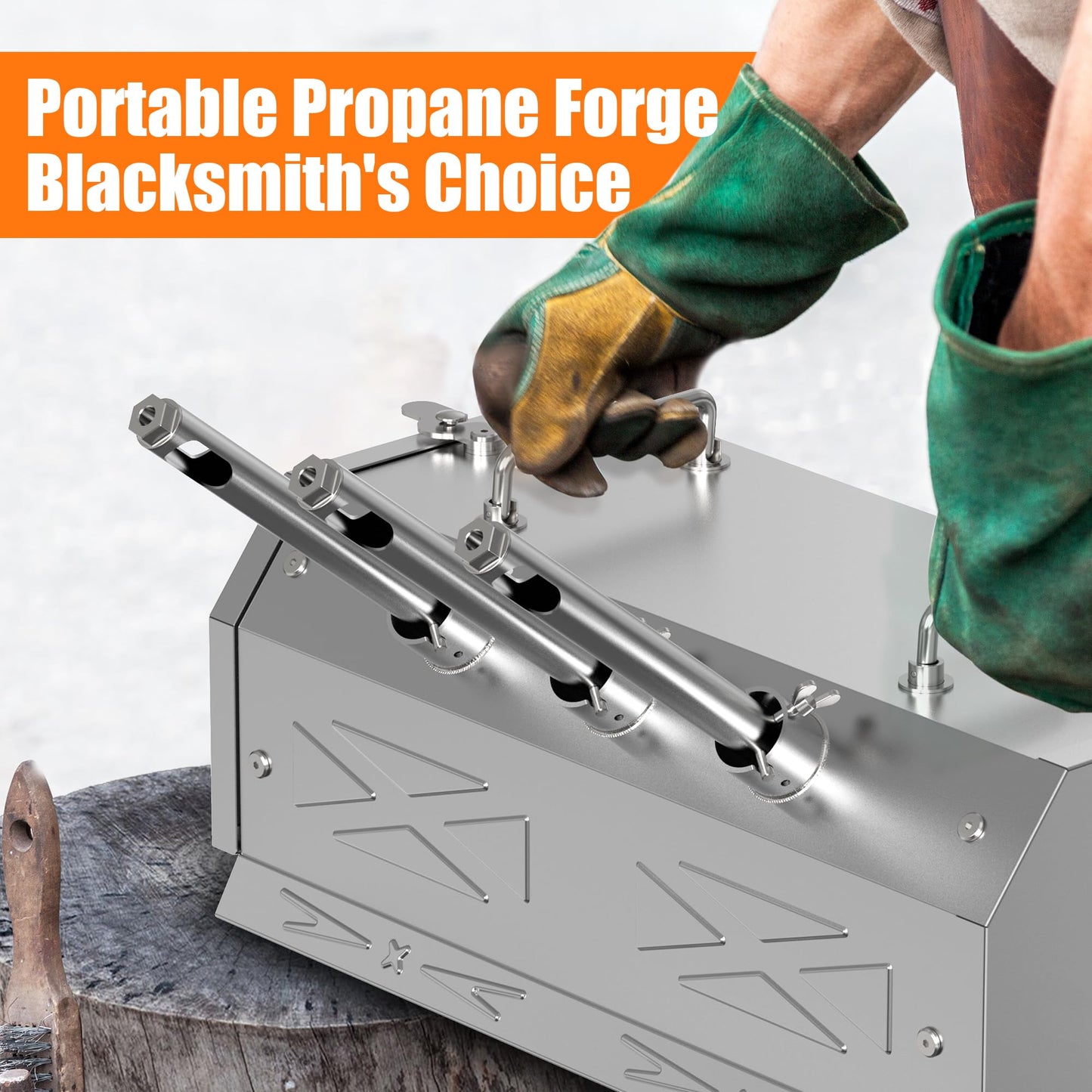 Nelyrho Portable Blacksmith Beginner Forge Kit with 30PSI Regulator, 3 Burner Professional Artists Hobby Knife Making Blacksmith Tools (Triple Burners)
