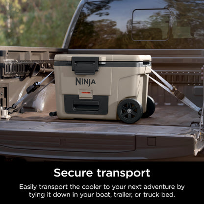 Ninja | Cooler | FrostVault 45QT Cooler with Wheels | Insulated with Temp Dry Storage Drawer | Keeps Ice Cold for Days | for The Beach, Camping, Picnics & More | Birch Beige | FB245CS