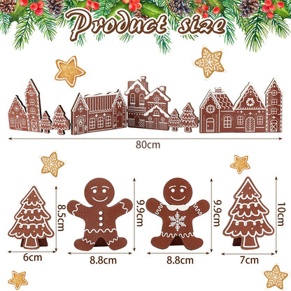 Colingmill 32 Inch Christmas Tabletop Decoration Wooden Christmas Gingerbread Man Themed Xmas Tree and House Signs Farmhouse Centerpiece Decor for Home Kitchen Table Shelf Decor