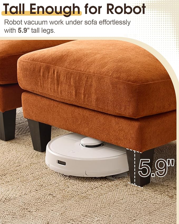 Karl home 99.6" Sectional Sofa, U-Shaped Chenille Upholstered Couch
