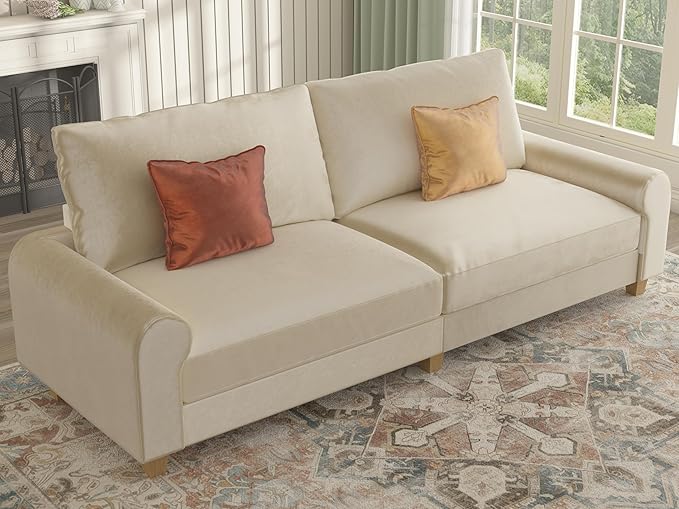 EASE MOOSE 88.5" Large Seat Velvet Loveseat Sofa, Soft Deep Seat Couches