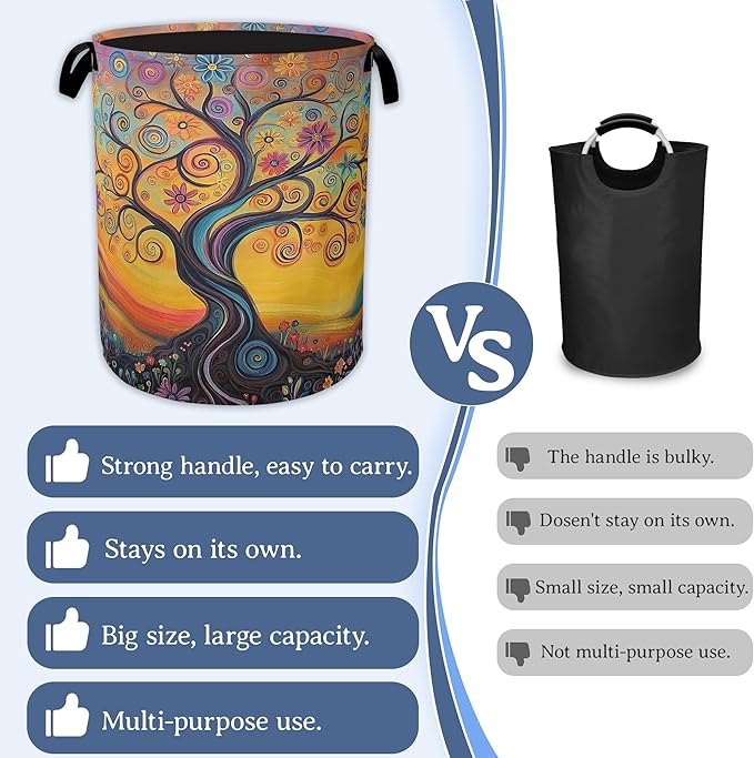 Abstract Tree Flowers Laundry Basket, Oxford Cloth Laundry Hamper