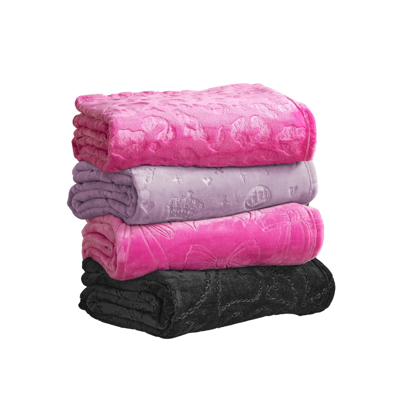 Juicy Couture Embossed Plush 60"x70" Oversized Throw Blanket, Emblem Toss Lavender Purple
