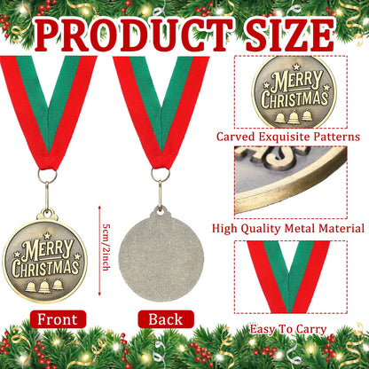 Loetere 30 Pcs/60 Pcs Christmas Medals Award Bulk 2" Gold Silver Christmas Medals Santa Run Reindeer Snowman Elf Gingerbread Man House Tree Trophy Awards for Xmas Party Ornament Favor Gift Prize
