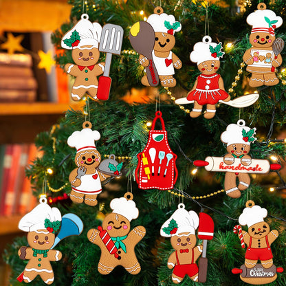 12pcs Gingerbread Christmas Decoration for Tree - Cooking Gingerbread Man Ornaments Christmas Hanging Decor for Xmas Tree Home Kitchen Decor Party Supplies