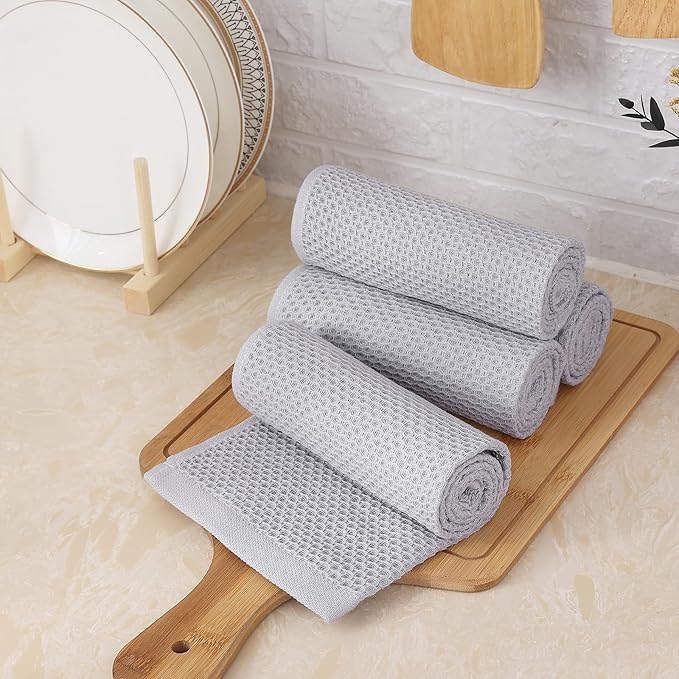 Homaxy 100% Cotton Waffle Weave Kitchen Towels, 13 x 28 Inches Super Absorbent