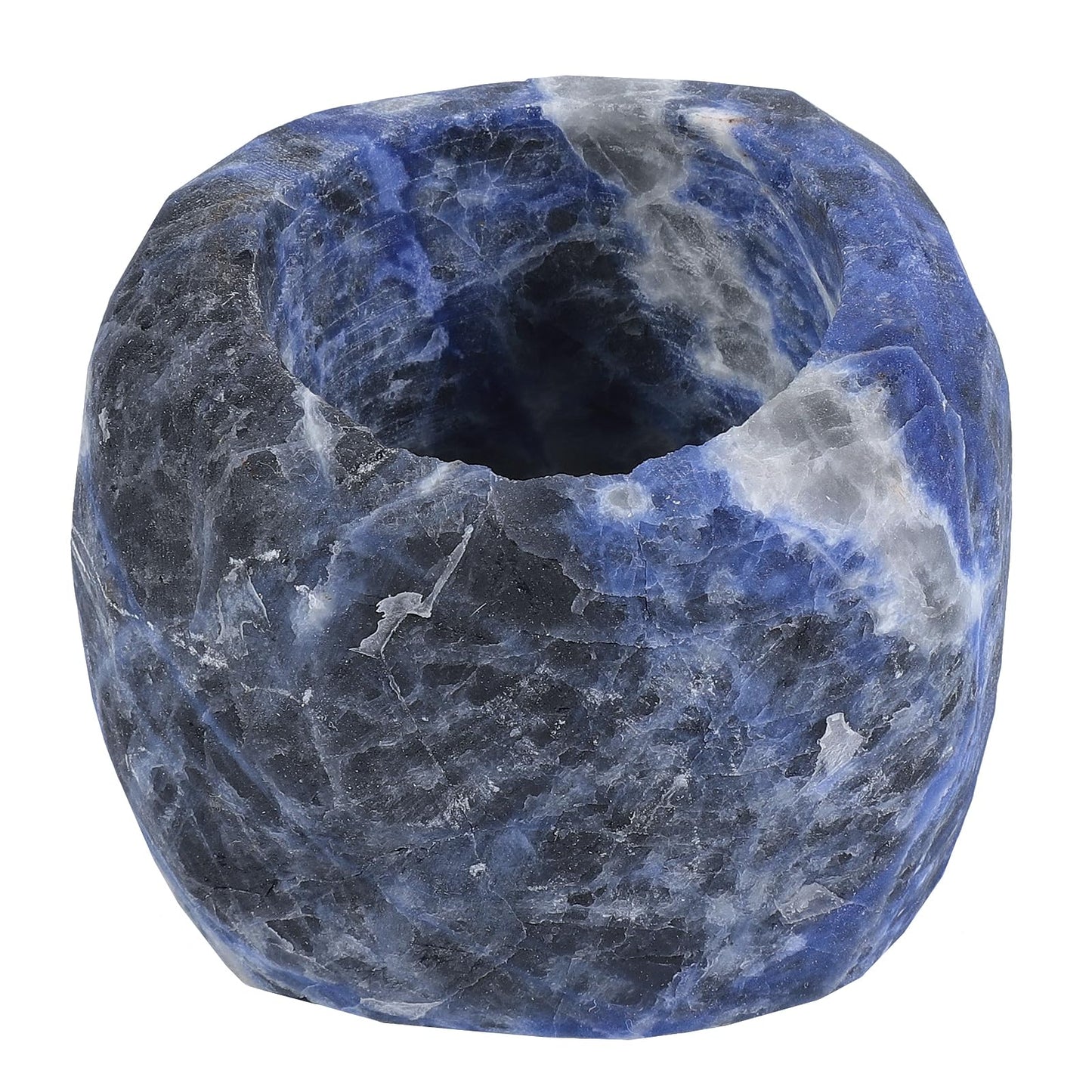 TUMBEELLUWA Sodalite Gemstone Tea Light Candle Holders for Table Centerpiece Wedding Party, Blue Decorative Crystal Votive Candle Holders for Christmas Thanksgiving