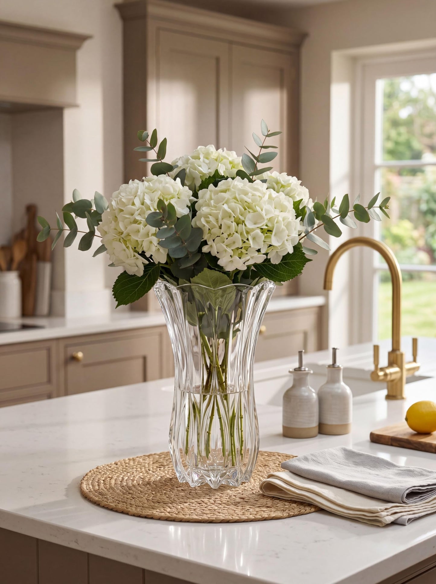 Celebrations by Mikasa Blossom Crystal Vase 12 Inch - Sculpted Flower Design for Fresh Bouquets, Home Decor, Centerpieces - Traditional and Contemporary Style