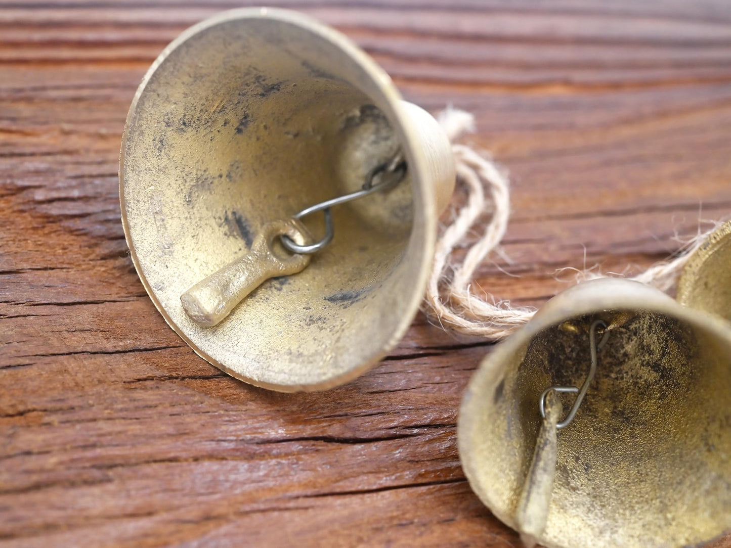 Brass Rustic Hanging Bells for Door Knob Decoration, Home Garden Decor Shopkeepers Bell on Rope