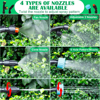 WYRJXYB Battery Powered Sprayer 2 Gallon, Upgrade Electric Garden Sprayer with 4 Mist Nozzles,USB Rechargeable Handle,31in Telescopic Wand,1 Glove,Portable Garden Sprayer for Yard Lawn Garden Watering