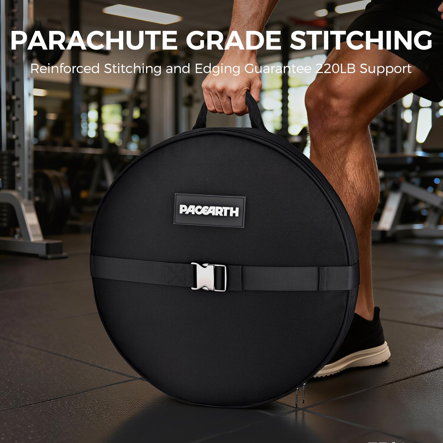PACEARTH Weighted Strength Training Backpack – Adjustable Weight Plate Bag for Calisthenics, Pull-Ups, Squats & Core Workouts – Fits 17.7" Gym Plates – Metal Buckle Straps & Reinforced Stitching