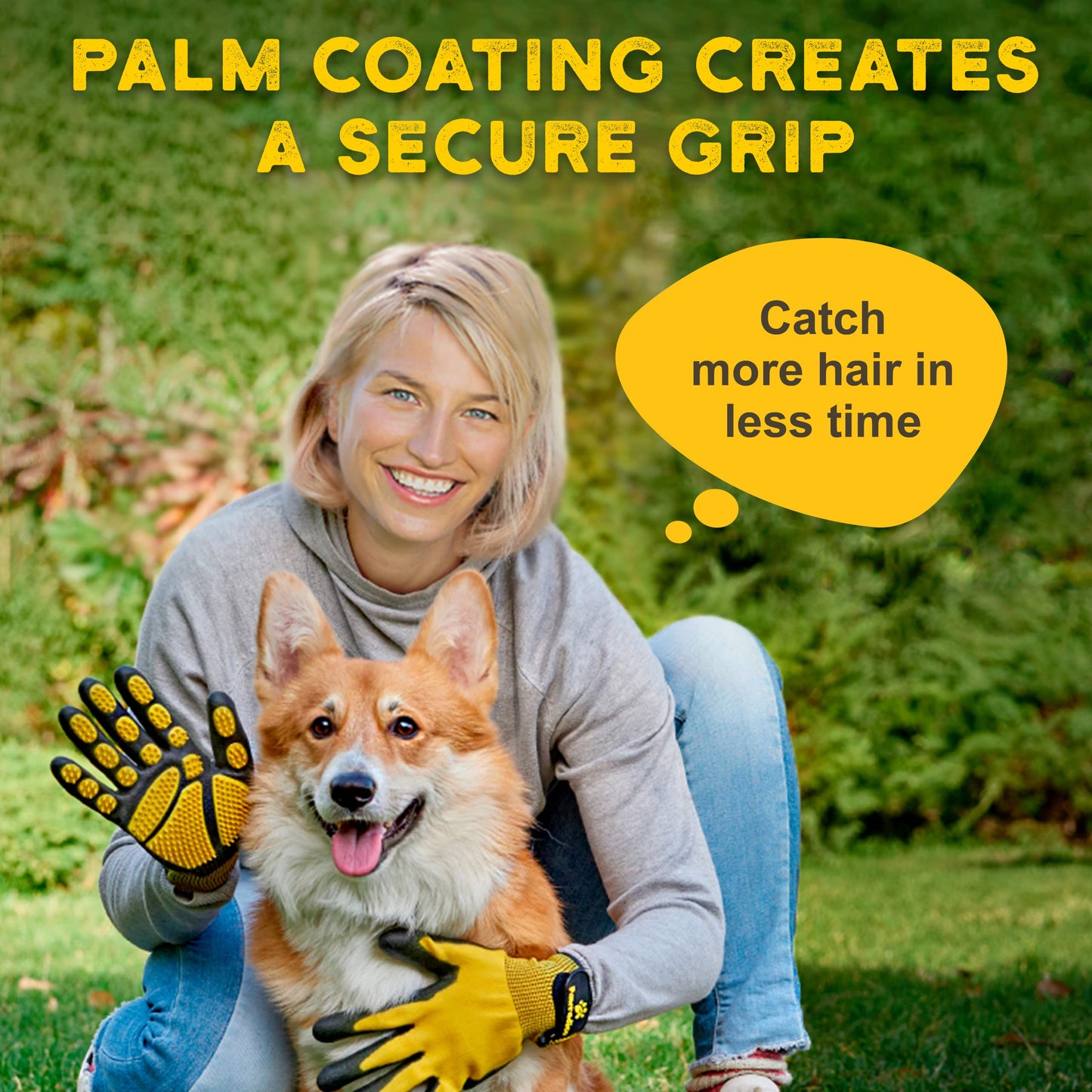 Pet Grooming and Bathing Gloves - Effective Pet Hair Remover for Cats, Dogs & Horses - Long & Short Fur - Deshedding Gloves for Pets