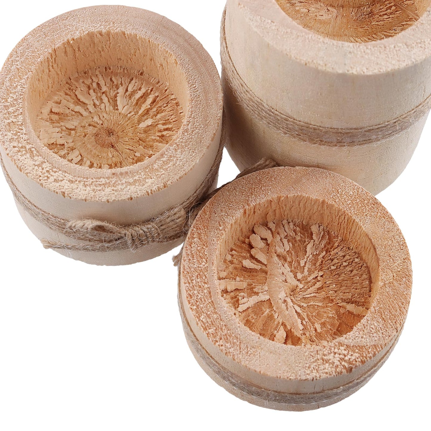 FUNSUEI 12 Pack Wooden Tea Light Candle Holders, 3 Sizes Wood Votive Candle Holder, Wood Log Candle Holders Rustic Tealight Candle Holder for Dinning Party Room Decoration