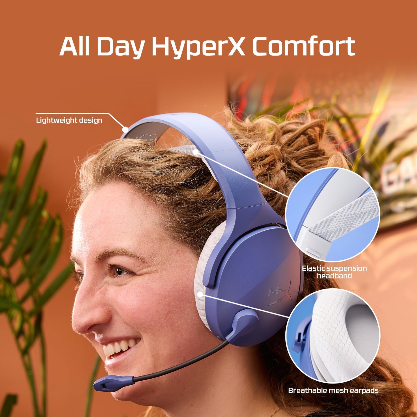 HyperX Cloud Jet – Dual Wireless Gaming Headset, 2.4GHz dongle, Bluetooth 5.3, PC, PS5, Mobile, USB-A – Light Blue