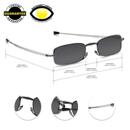 Read Optics Folding Reading Sunglasses, Tinted Sun Readers: Mens/Womens with UV-400 100% Protection Non-Prescription, Anti-Glare, High Clarity Rayguard Lenses +1.5 to 2.5 in Pocket-Size Flip-Top Case