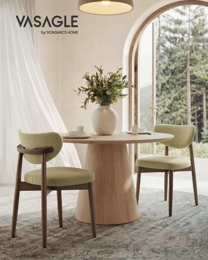 VASAGLE Wooden Dining Chairs Set of 4, Upholstered Kitchen Chairs with Solid Wood Legs, Ergonomic Curved Backrest, Built-in Handle, Mid Century Modern, for Kitchen Dining Vanity, Sage Green