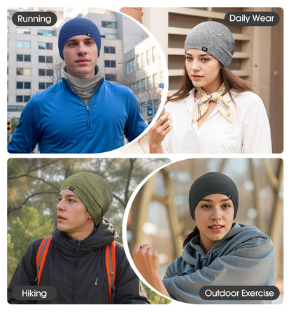 SUNMECI Skull Cap for Men Women - Soft Stretchy Chemo Hair Loss, Day & Night Sleep Hat, for Summer & Winter Running Cycling Dark Heather Gray