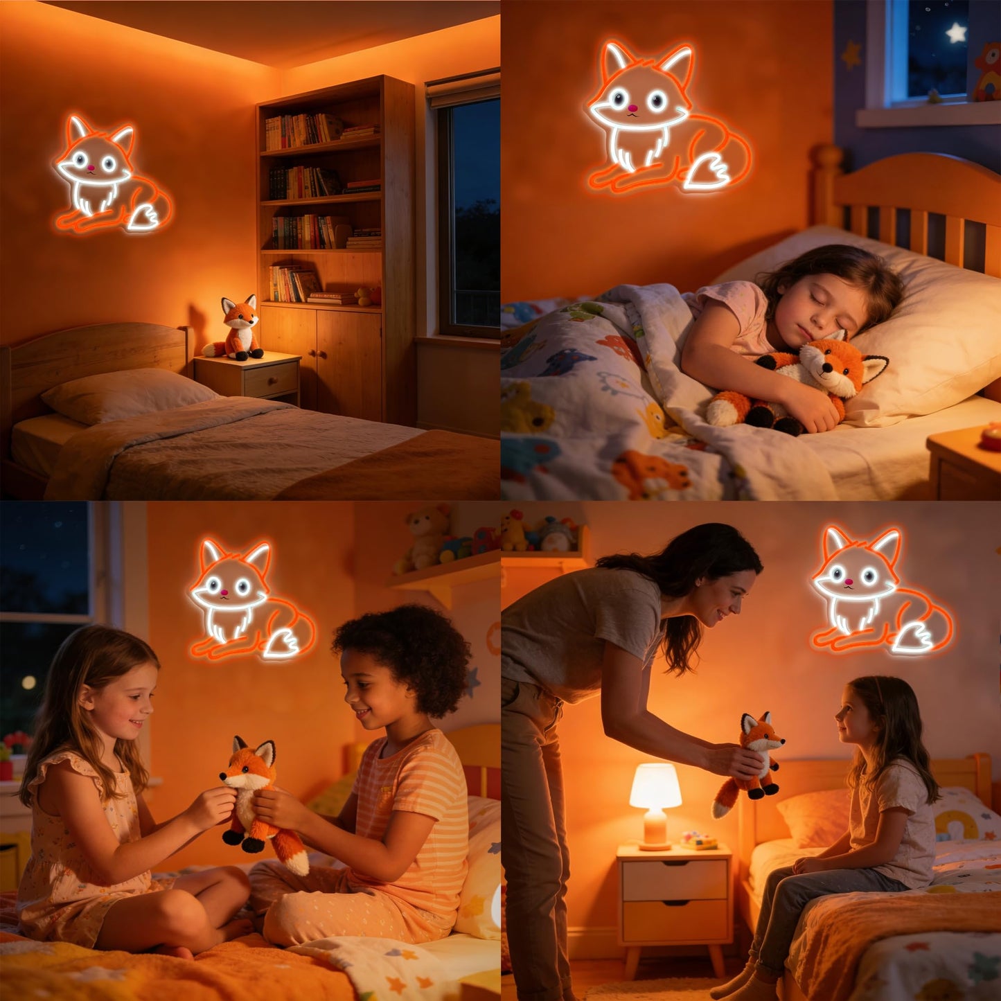 Fox Neon Sign, Cute Dimmable Led Neon Night Lights Up Animal Fox Decor for Bedroom Living Room Man Cave Home Bar Wall Decoration, Birthday Party Christmas for Kids Girls Boys Adults Gifts (Fox)