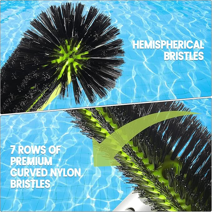 Swimming Pool Brush Head with Round Ends, 17.5" Heavy Duty Aluminum Back Head