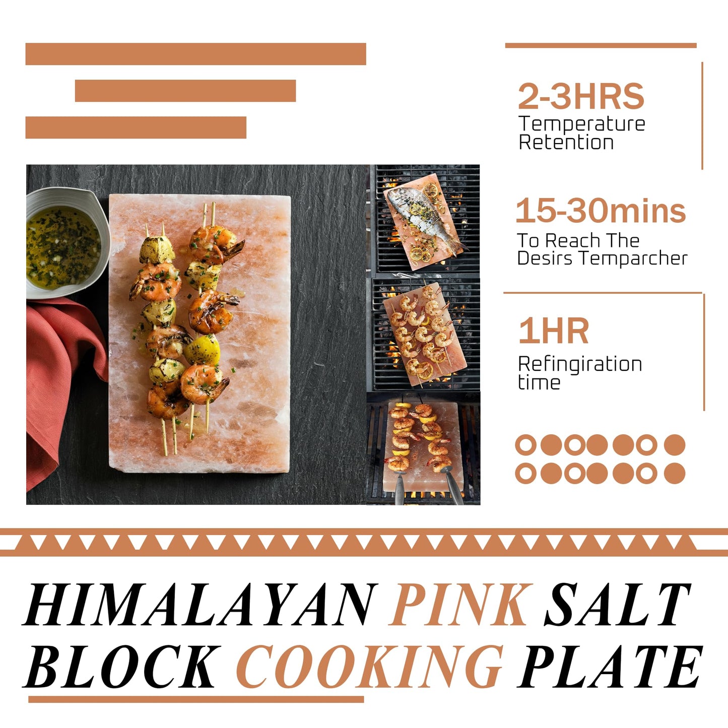 Himalayan Salt Cooking Block – 12 x 8 x 1.5 Inch Food Grade Salt Slab, Mineral-Rich for Grilling, Chilling, Serving – Healthy Cooking Stone for Steak, Sushi, Desserts