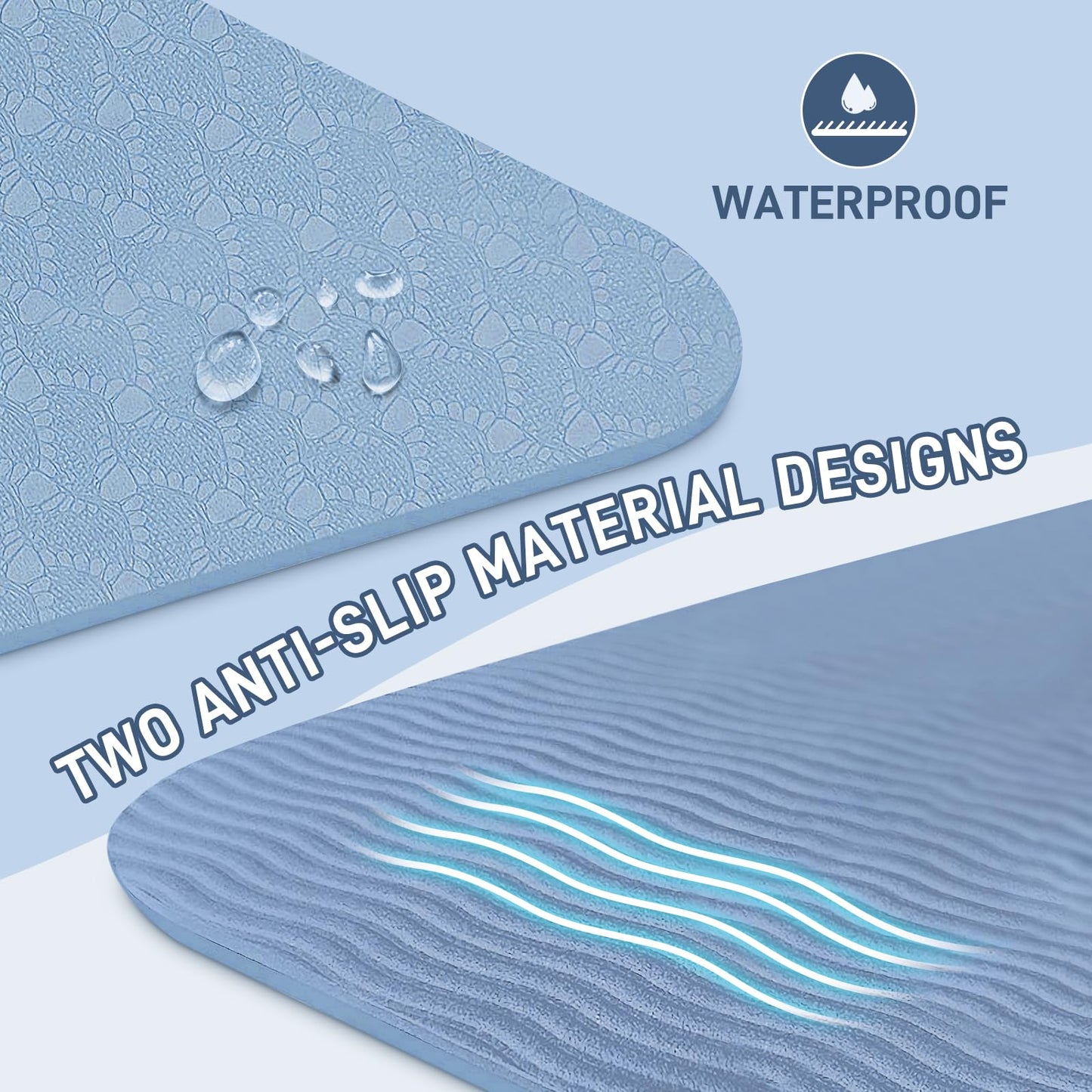Kanonmaori Foldable Yoga Mat for Travel 72"x 32"x 0.32"Inch, 8mm Thick Folding Exercise Mat, Outdoor Non-slip Pilates Mat for Women & Men, Wide Yoga Mat Packable for Workout and Fitness（blue）